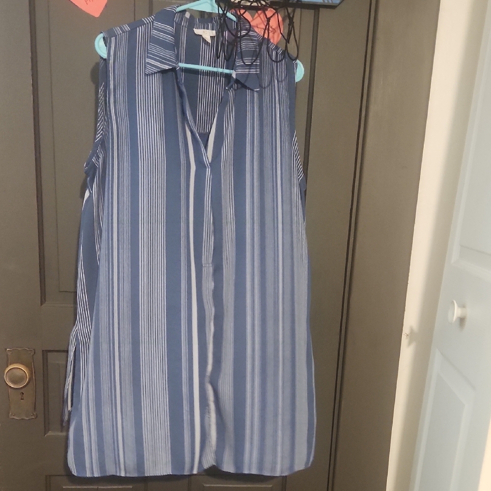 Charming Charlie Blue and White Striped Button Down Shirt